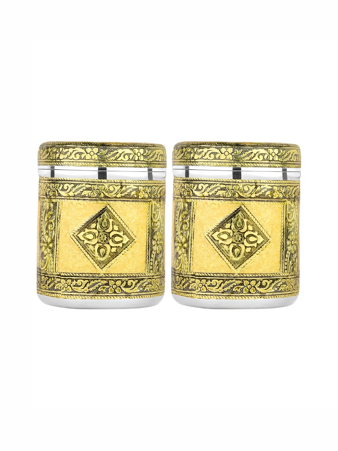 USHA SHRIRAM Silver-Toned & Gold-Toned 2Pcs Stainless Steel Dishwasher Safe Storage Boxes