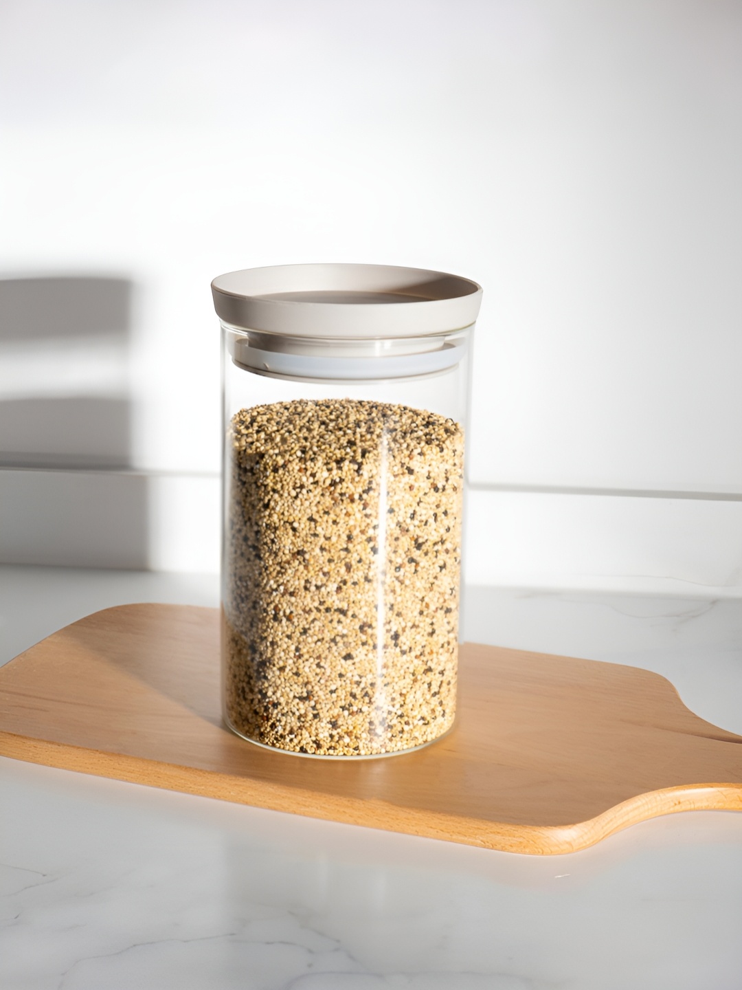 USHA SHRIRAM Transparent Glass Microwave Safe Food Storage Container 1 ltr