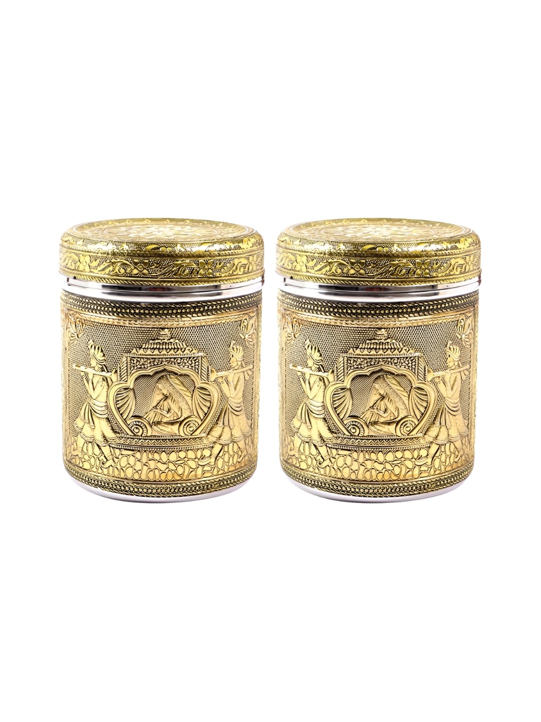 

USHA SHRIRAM Gold-Toned 2 Pieces Stainless Steel Dishwasher Safe Food Container