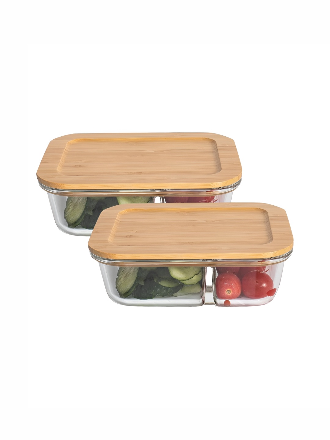 

USHA SHRIRAM Transparent & Brown Glass Microwave Safe Tiffin Box 580ml