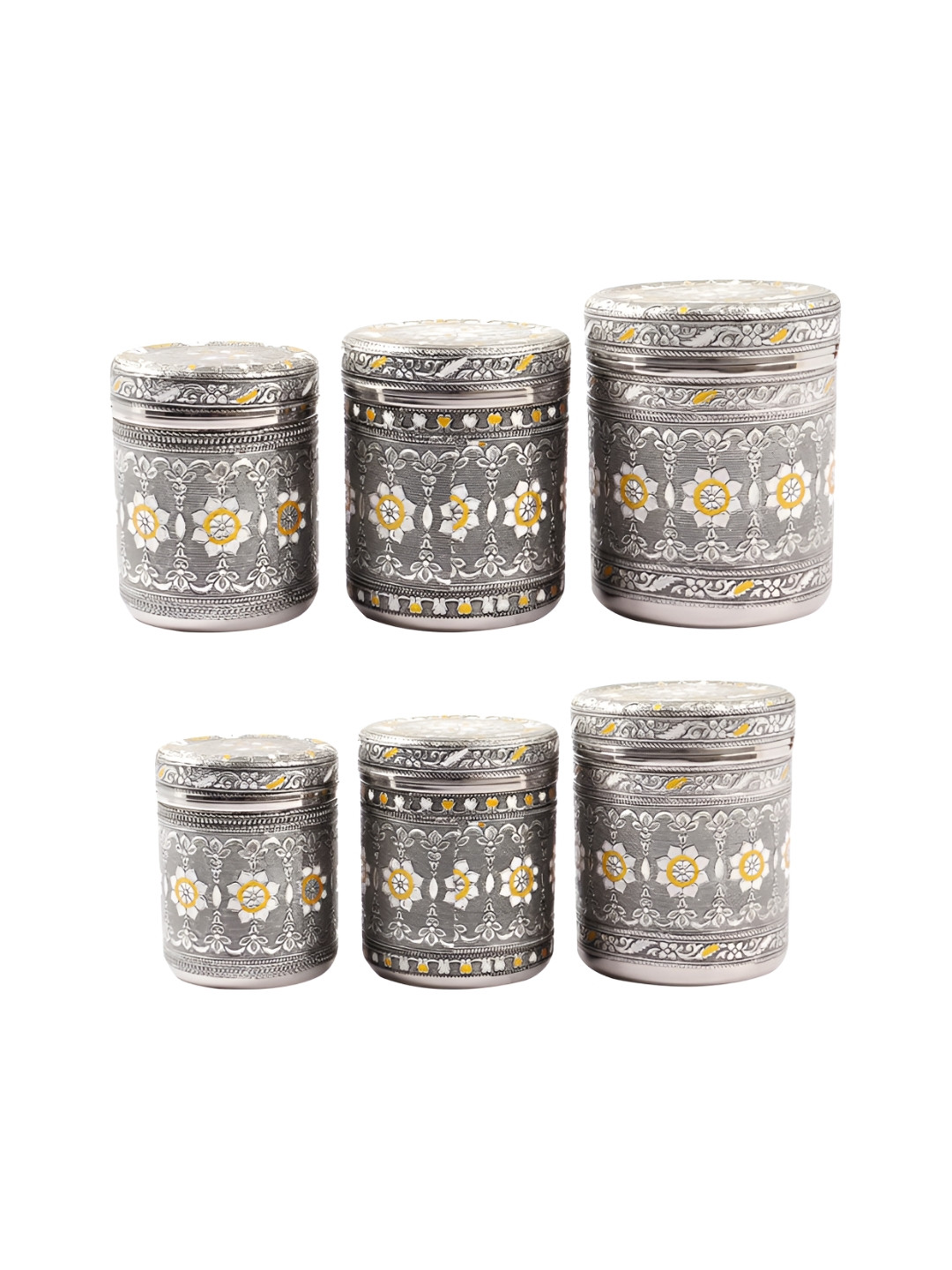 

USHA SHRIRAM Grey 6 Pcs Stainless Steel Dishwasher Safe Storage Box, Silver