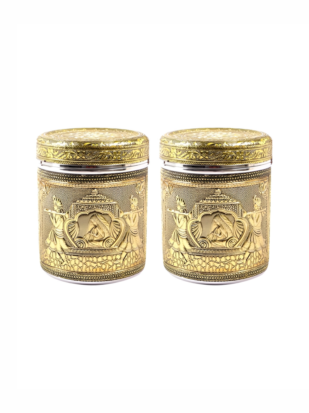 

USHA SHRIRAM Gold-Toned 2 Pcs Stainless Steel Dishwasher Safe Storage Box