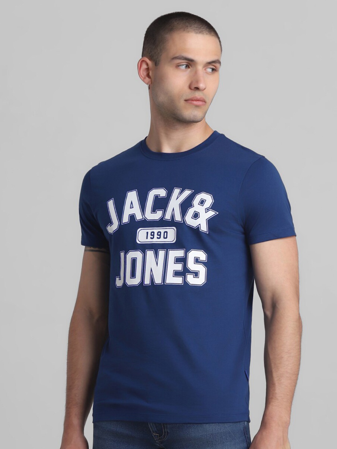 

Jack & Jones Men Typography Printed Slim Fit T-shirt, Blue