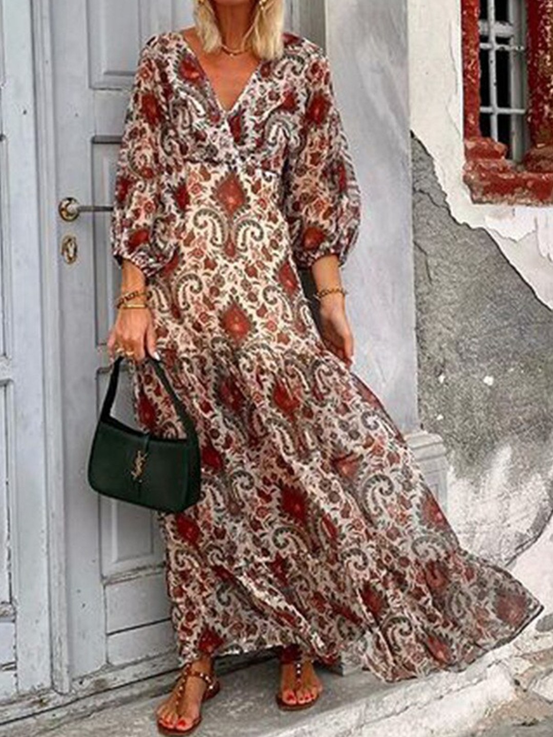 

StyleCast Women Ethnic Motifs Printed Maxi Dress, Brown