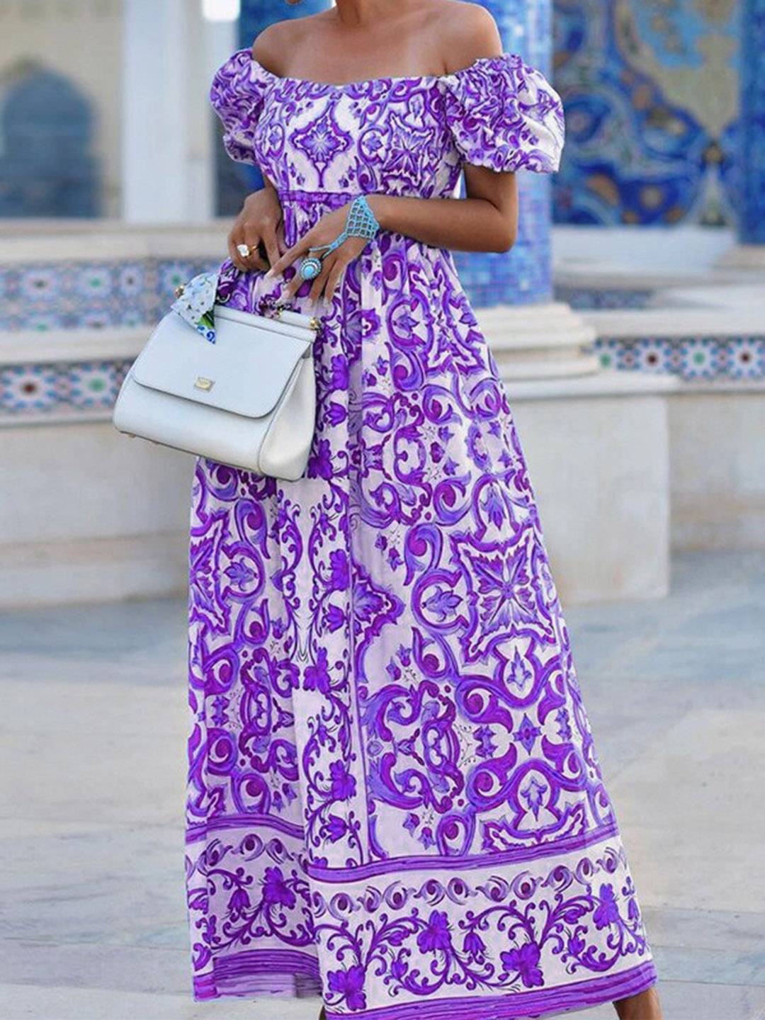 

StyleCast Ethnic Motifs Printed Maxi Dress, Purple