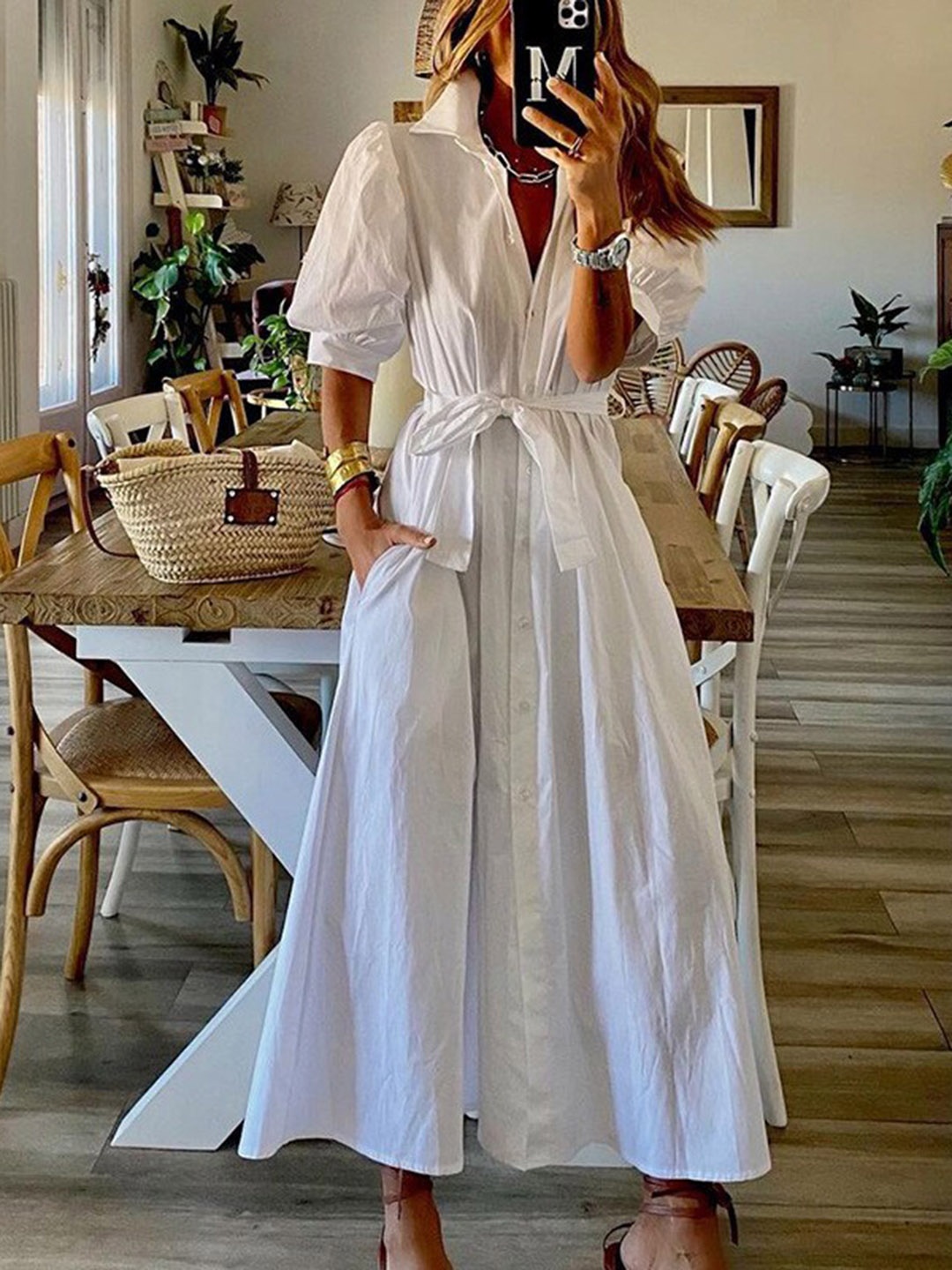 

StyleCast Puff Sleeves Maxi Dress, White