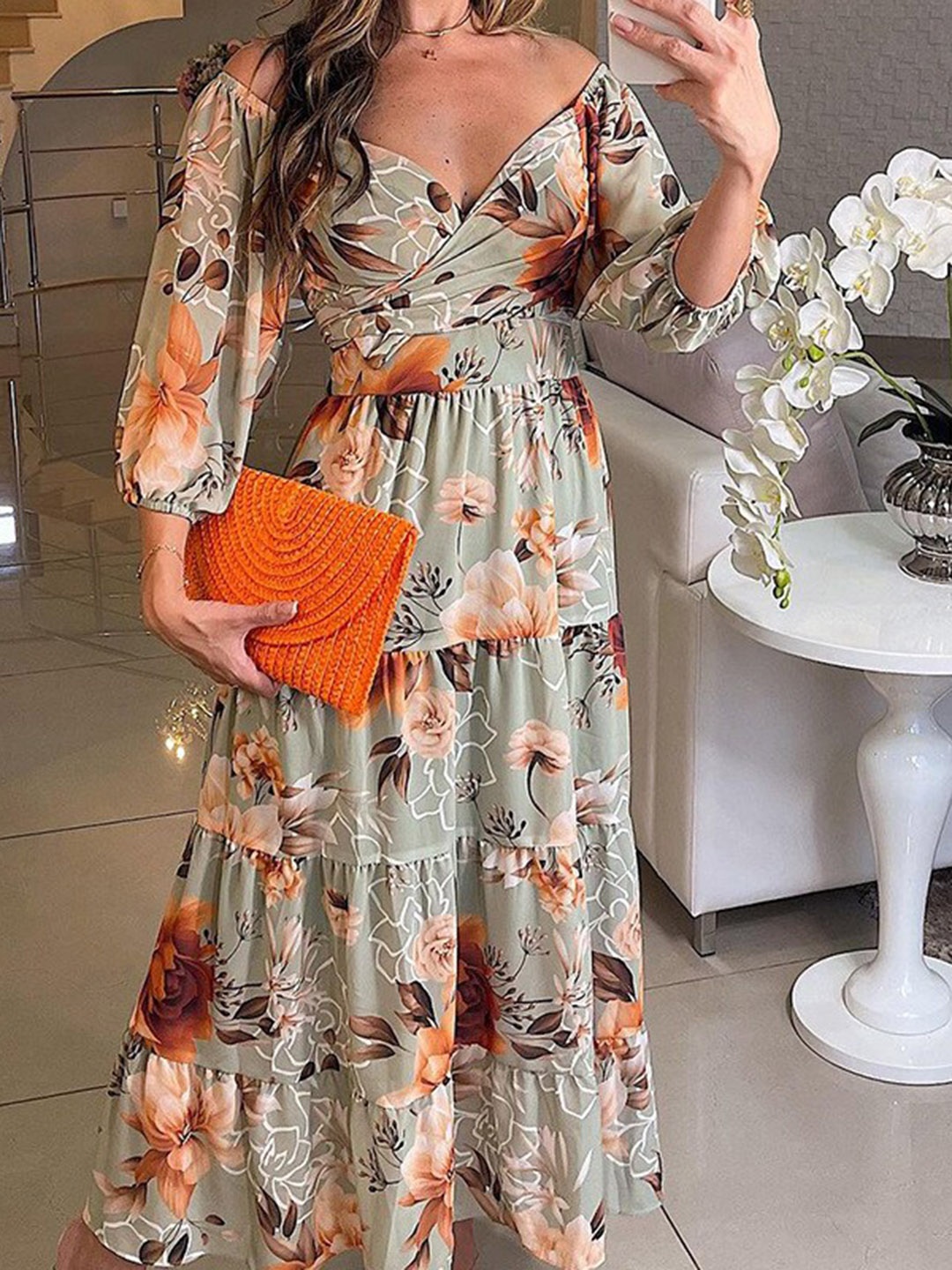 

StyleCast Floral Print Midi Dress, Grey