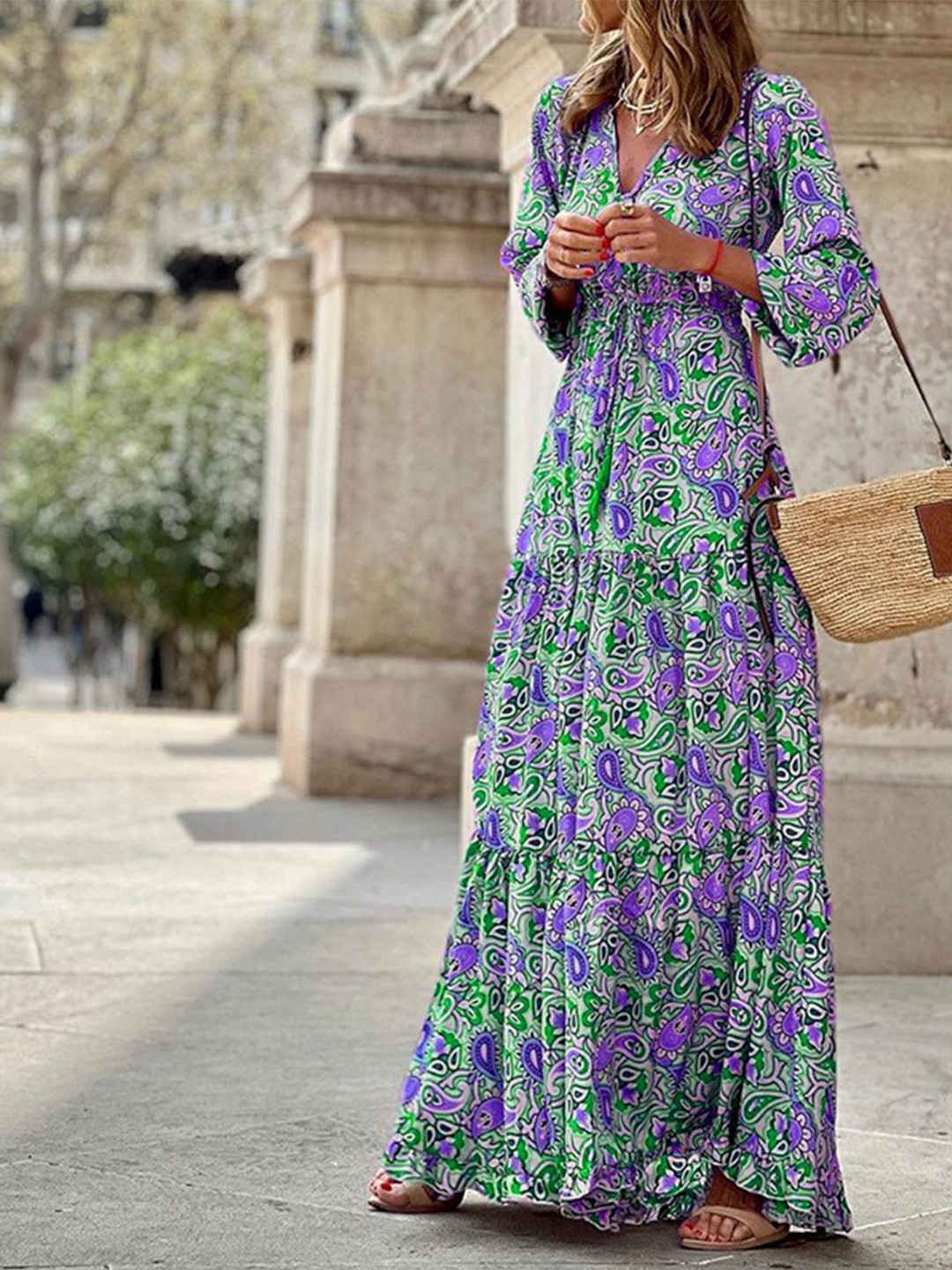 

StyleCast Paisley Printed Tiered Maxi Dress, Purple