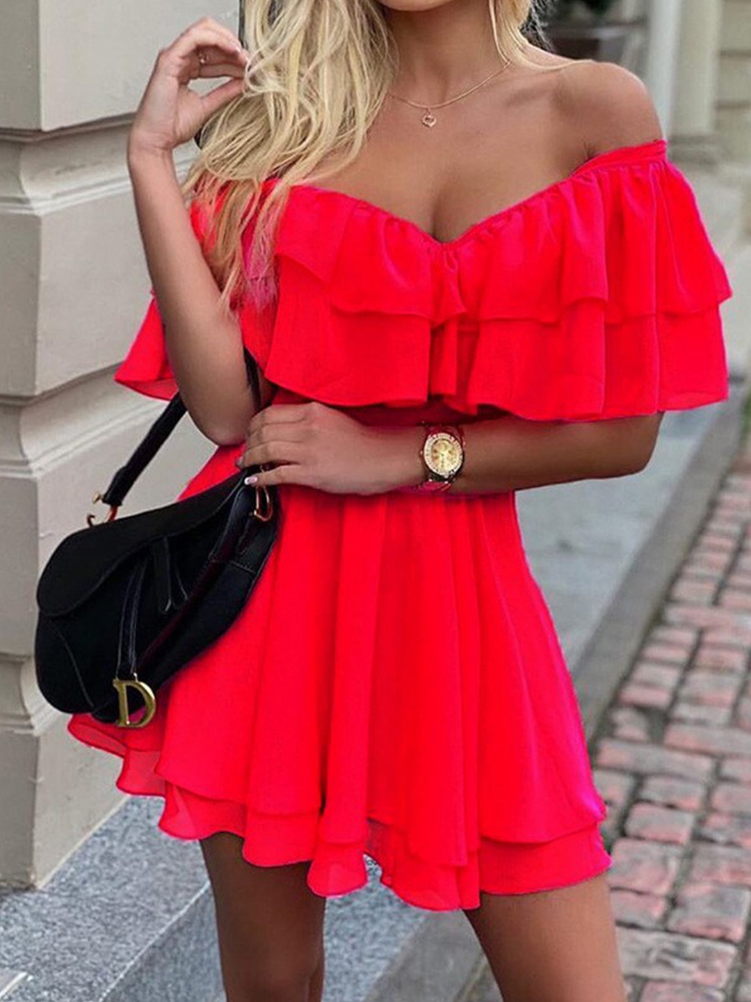 

StyleCast Off-Shoulder Fit & Flare Mini Dress, Red