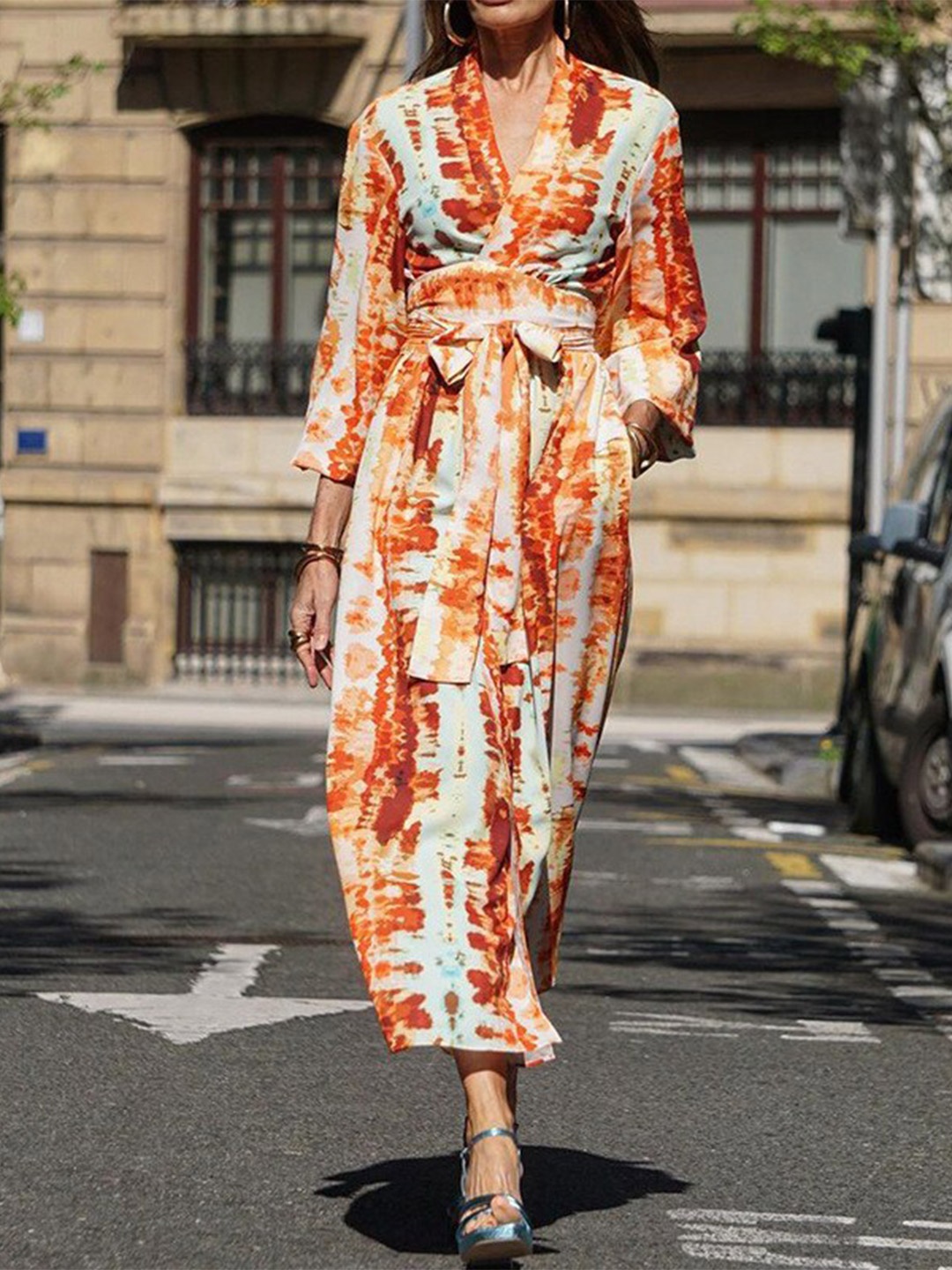 

StyleCast Print V neck Maxi Dress, Multi