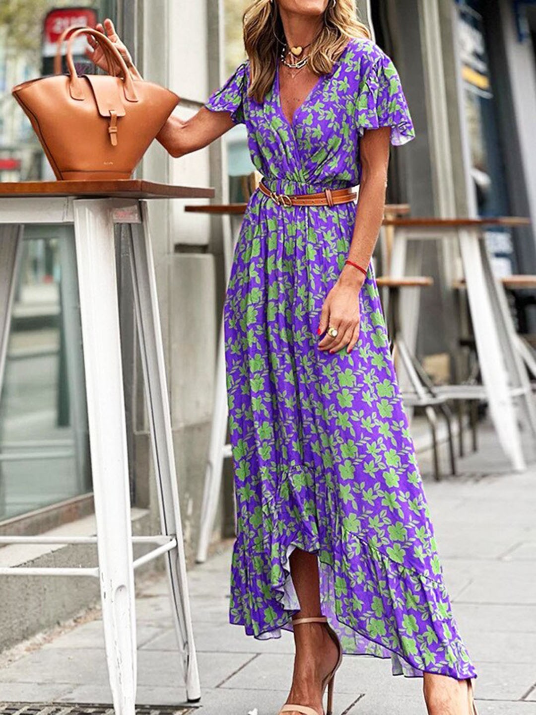 

StyleCast Floral Printed Wrap Maxi Dress, Purple