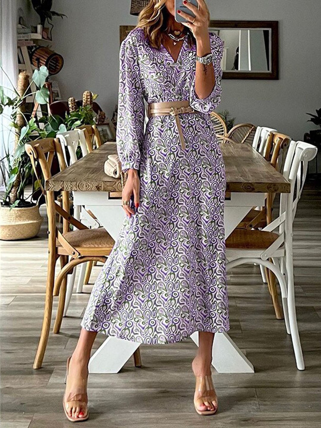 

StyleCast Women Printed A-Line Midi Dress, Purple