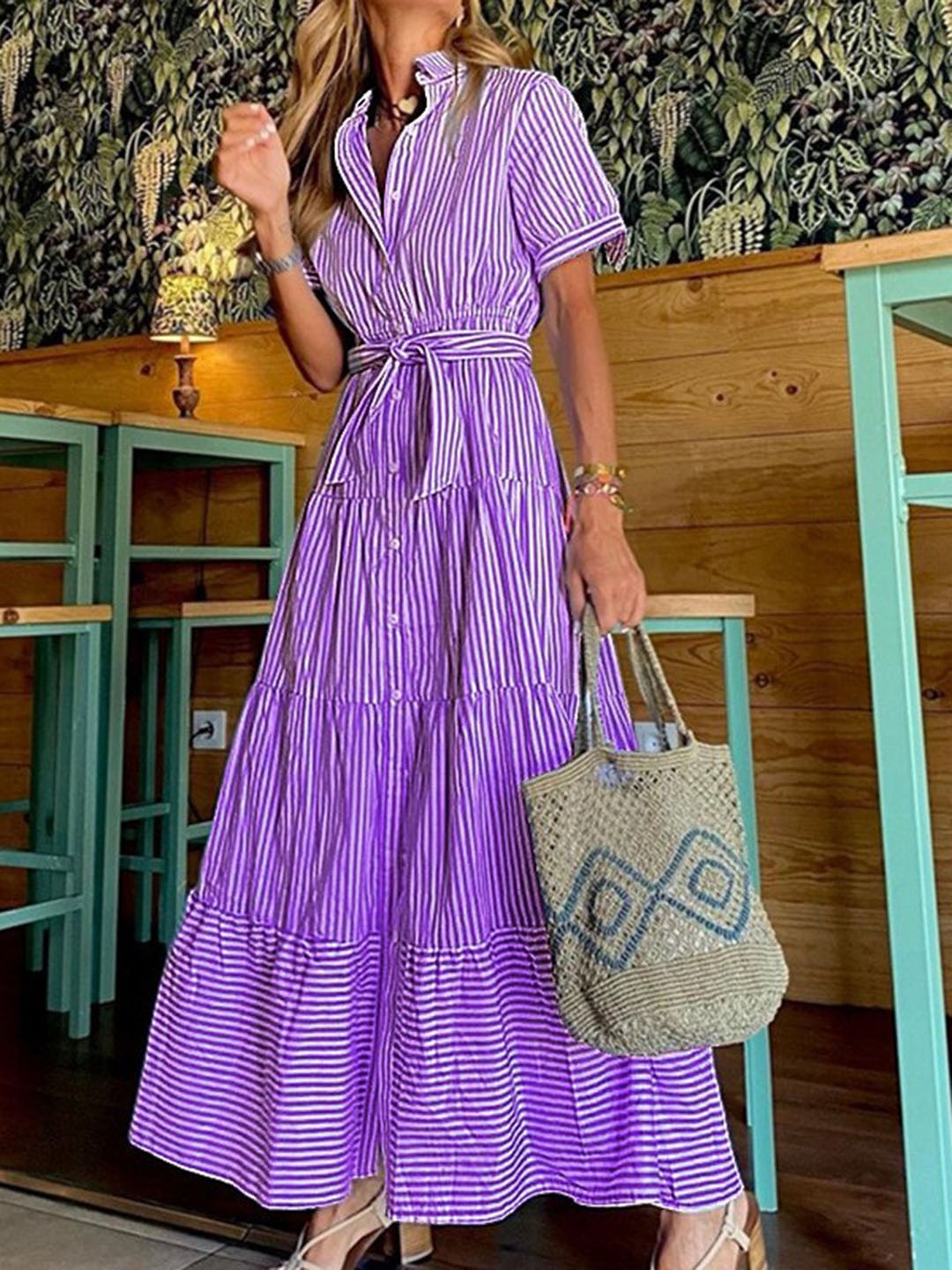 

StyleCast Women Striped Maxi Dress, Purple