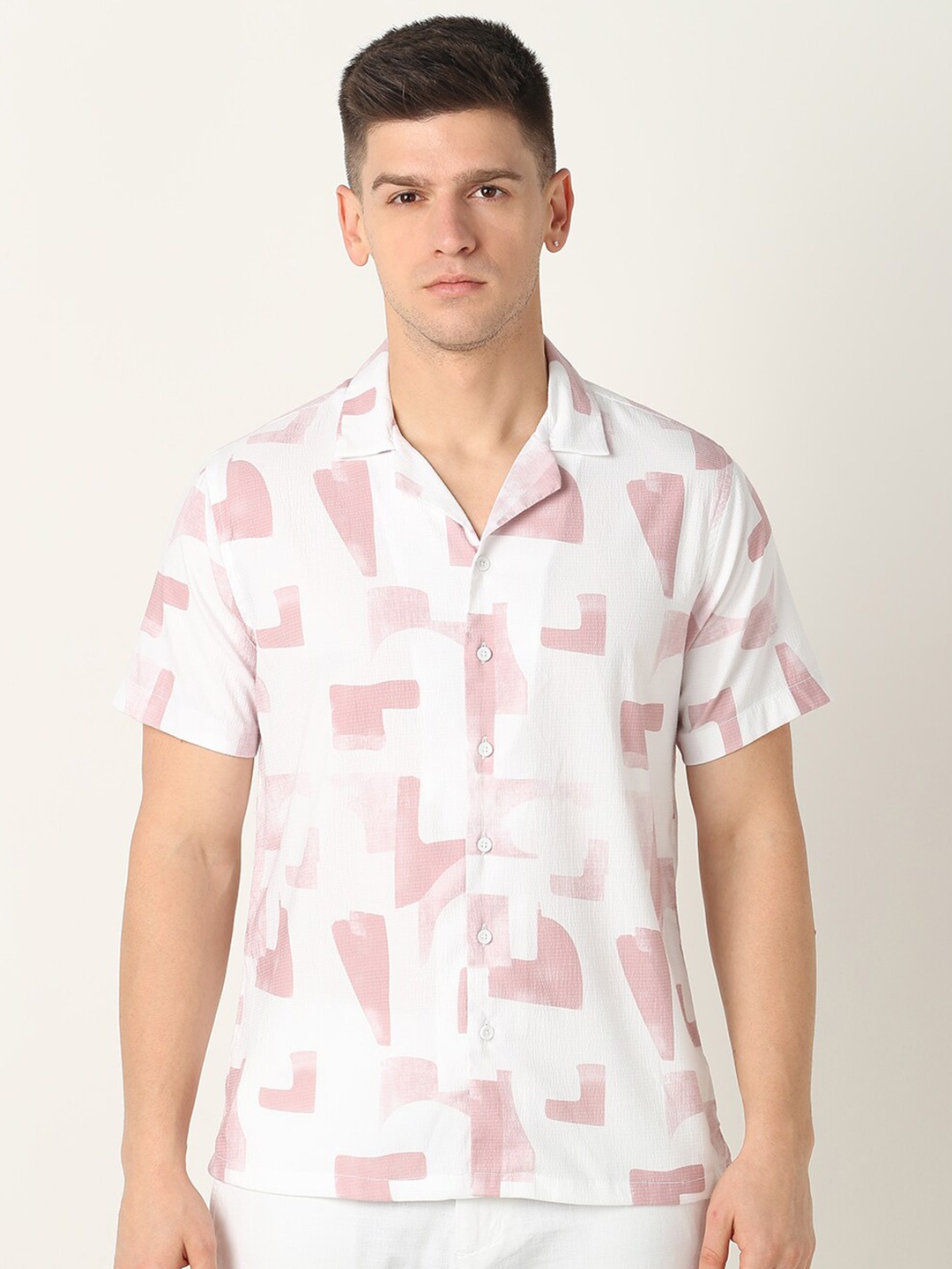 

R&B Abstract Printed Casual Shirt, Pink