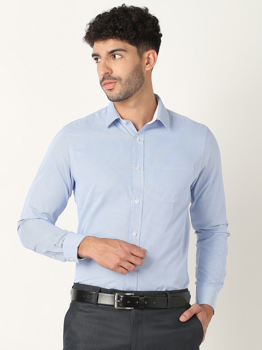 

R&B Slim Fit Micro Ditsy Printed Casual Shirt, Blue