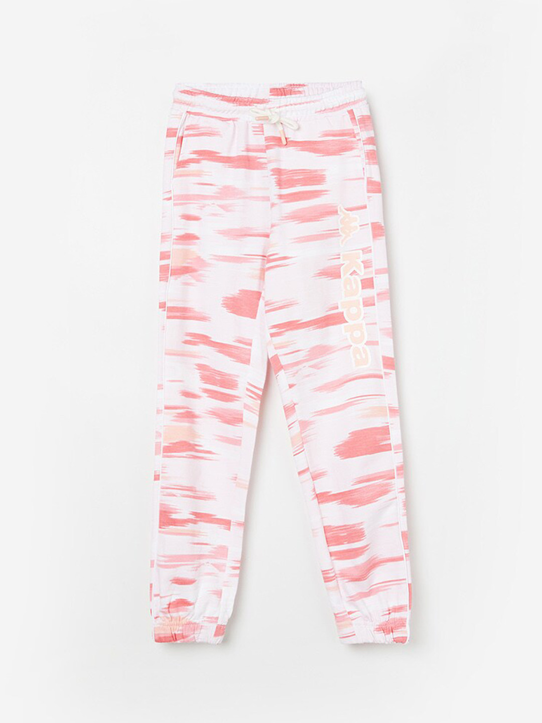 

Kappa Girls Mid-Rise Abstract Printed Pure Cotton Joggers, White
