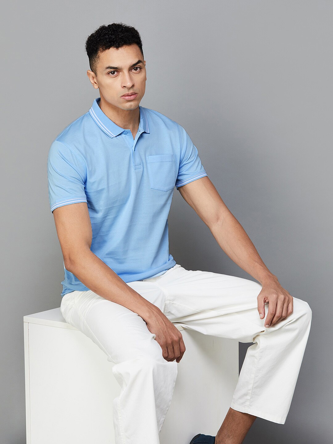 

CODE by Lifestyle Men Polo Collar Pockets Slim Fit T-shirt, Blue