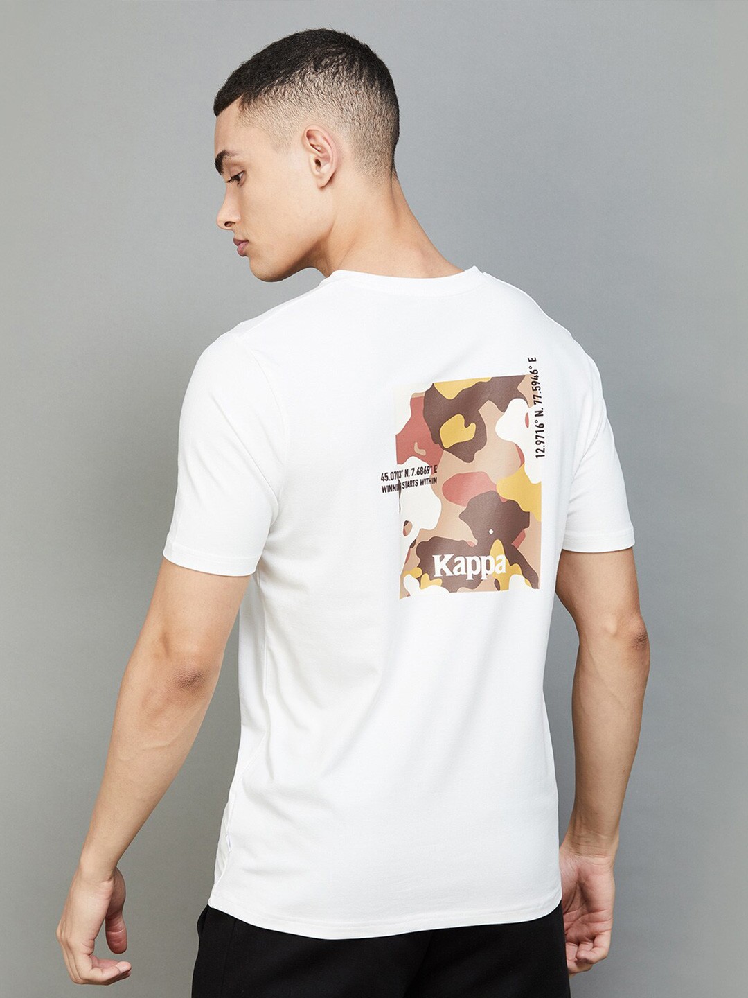 

Kappa Men Typography Printed Polo Collar T-shirt, Off white