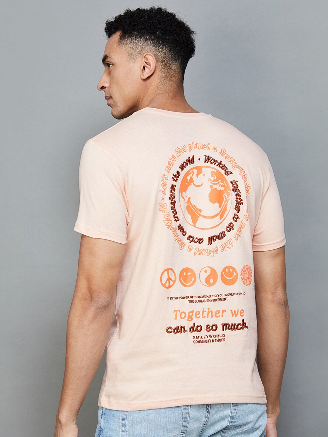

SmileyWorld Men Typography Printed T-shirt, Pink
