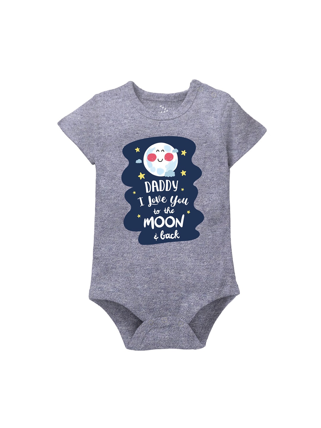 

Zeezeezoo Infants Daddy I Love You to the Moon Printed Pure Cotton Bodysuit, Grey