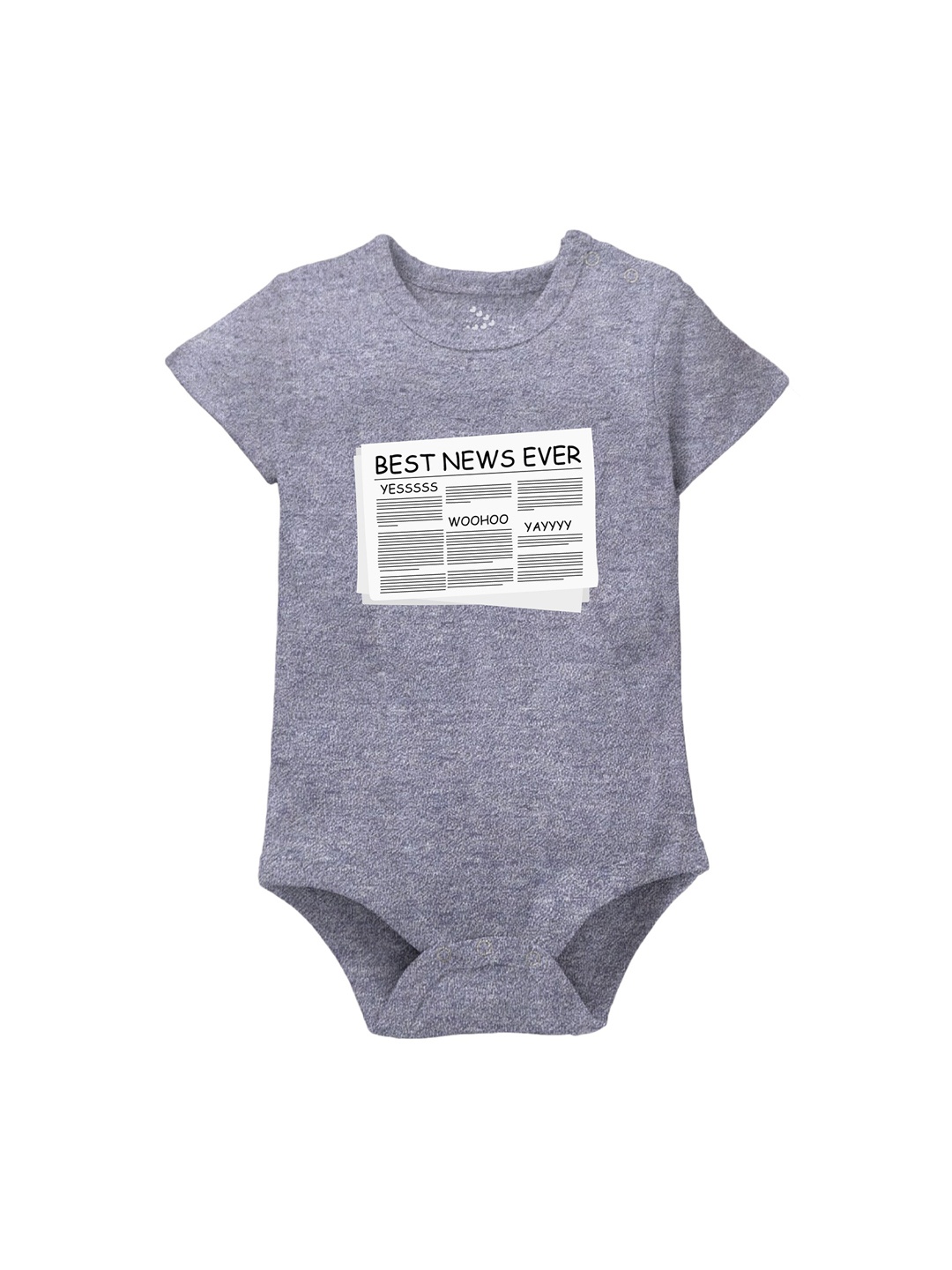 

Zeezeezoo Infants Best News Ever Printed Pure Cotton Bodysuit, Grey