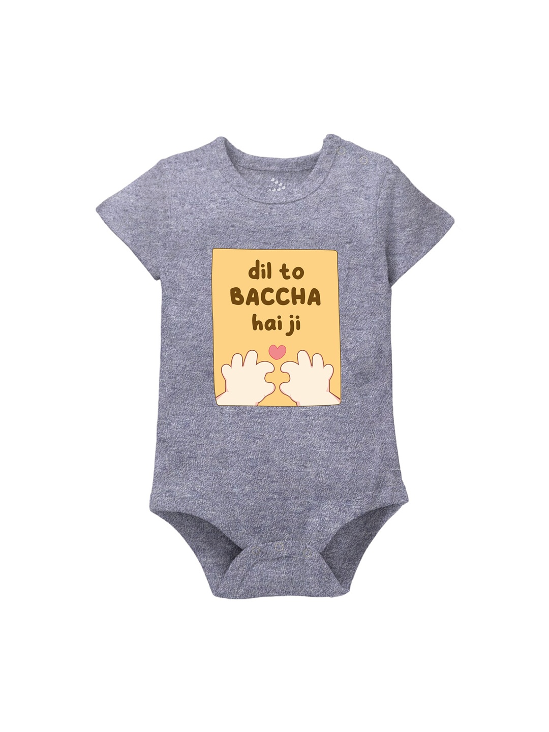 

Zeezeezoo Infants Dil to Baccha hai Ji Printed Pure Cotton Bodysuit, Grey