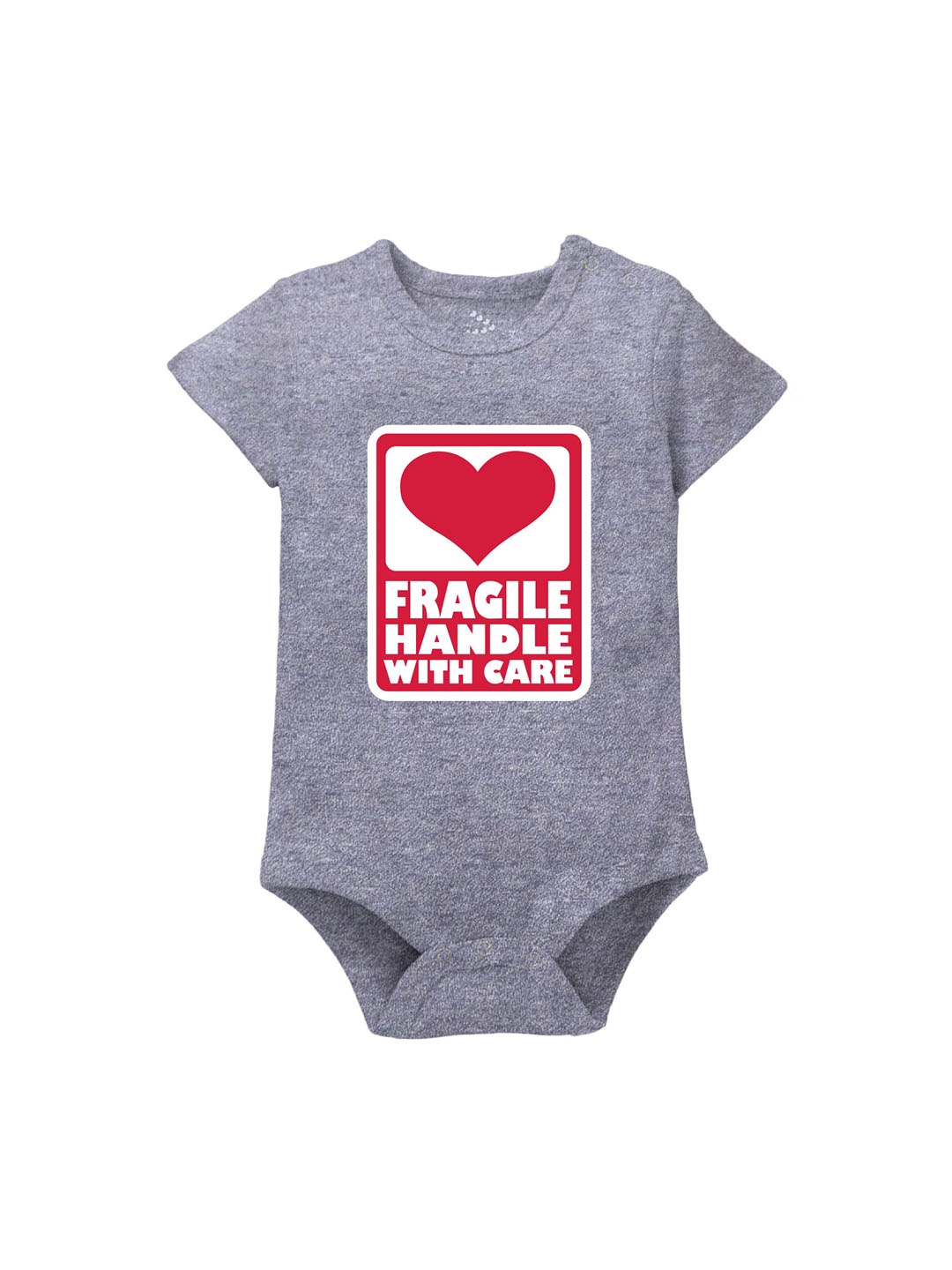 

Zeezeezoo Infants Fragile Handle with Care Printed Pure Cotton Bodysuit, Grey