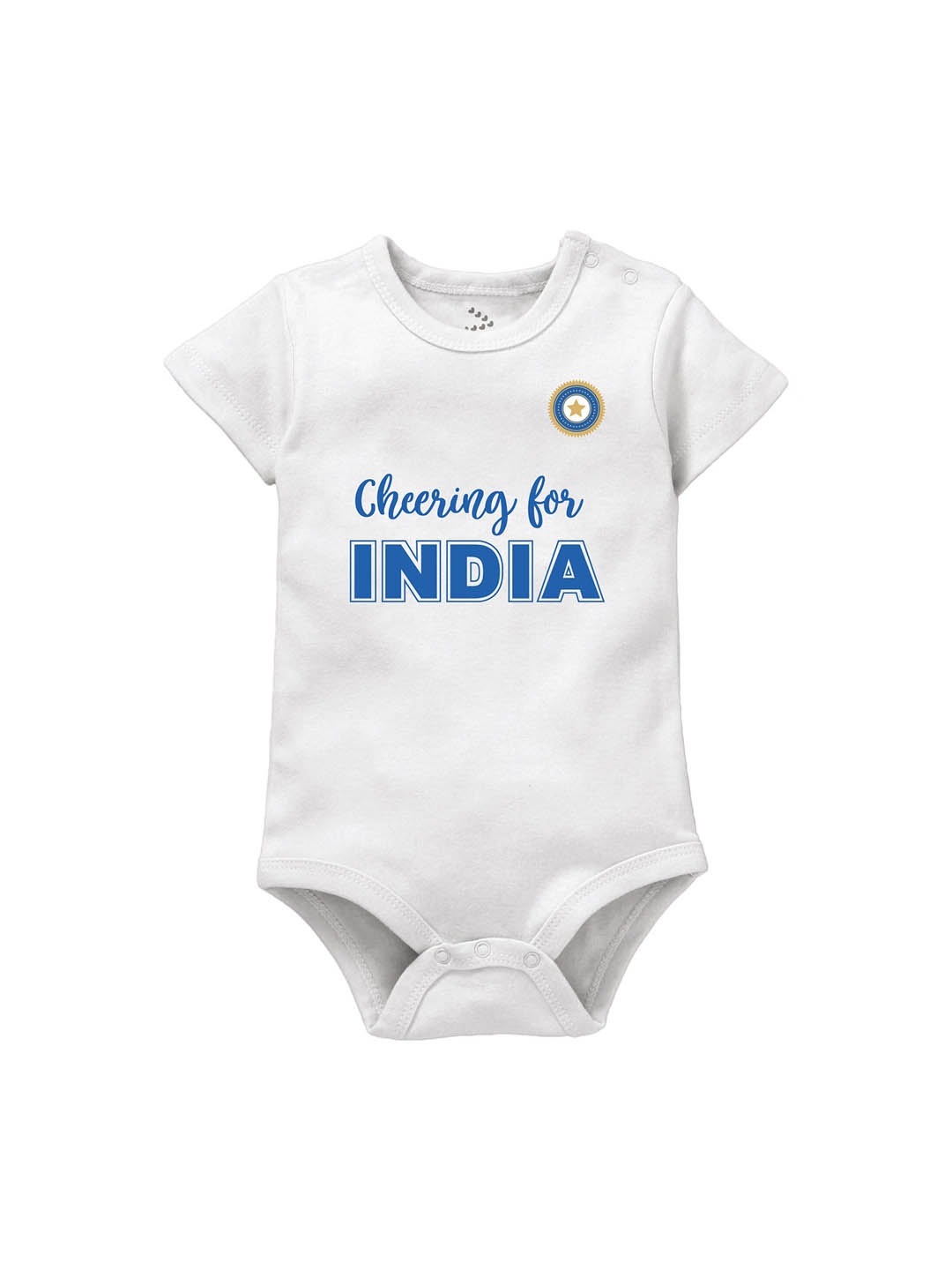 

Zeezeezoo Infants Cheering For India Printed Pure Cotton Bodysuit, White