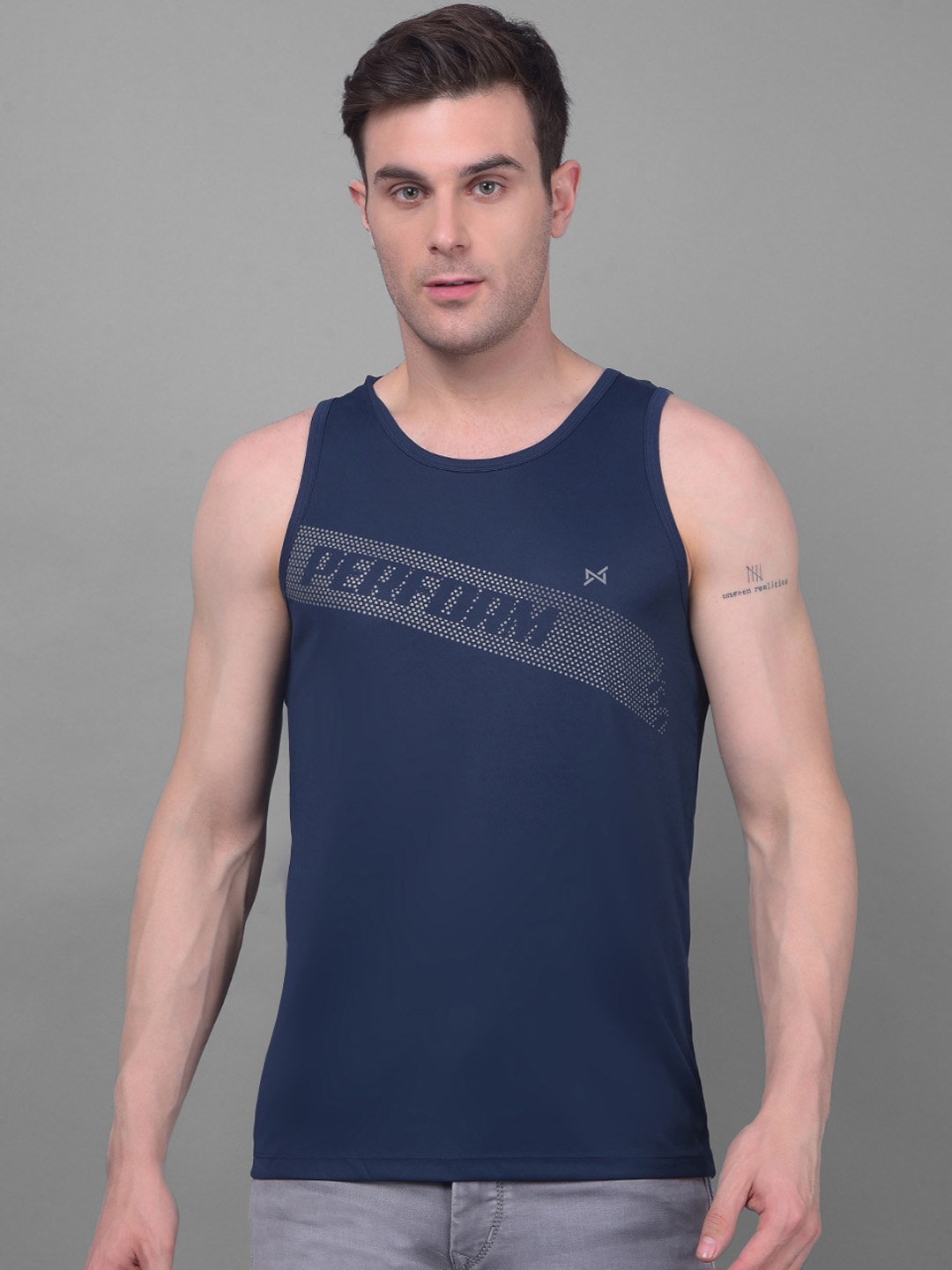 

Force NXT Typography Printed Anti-Odour Gym Vest, Blue