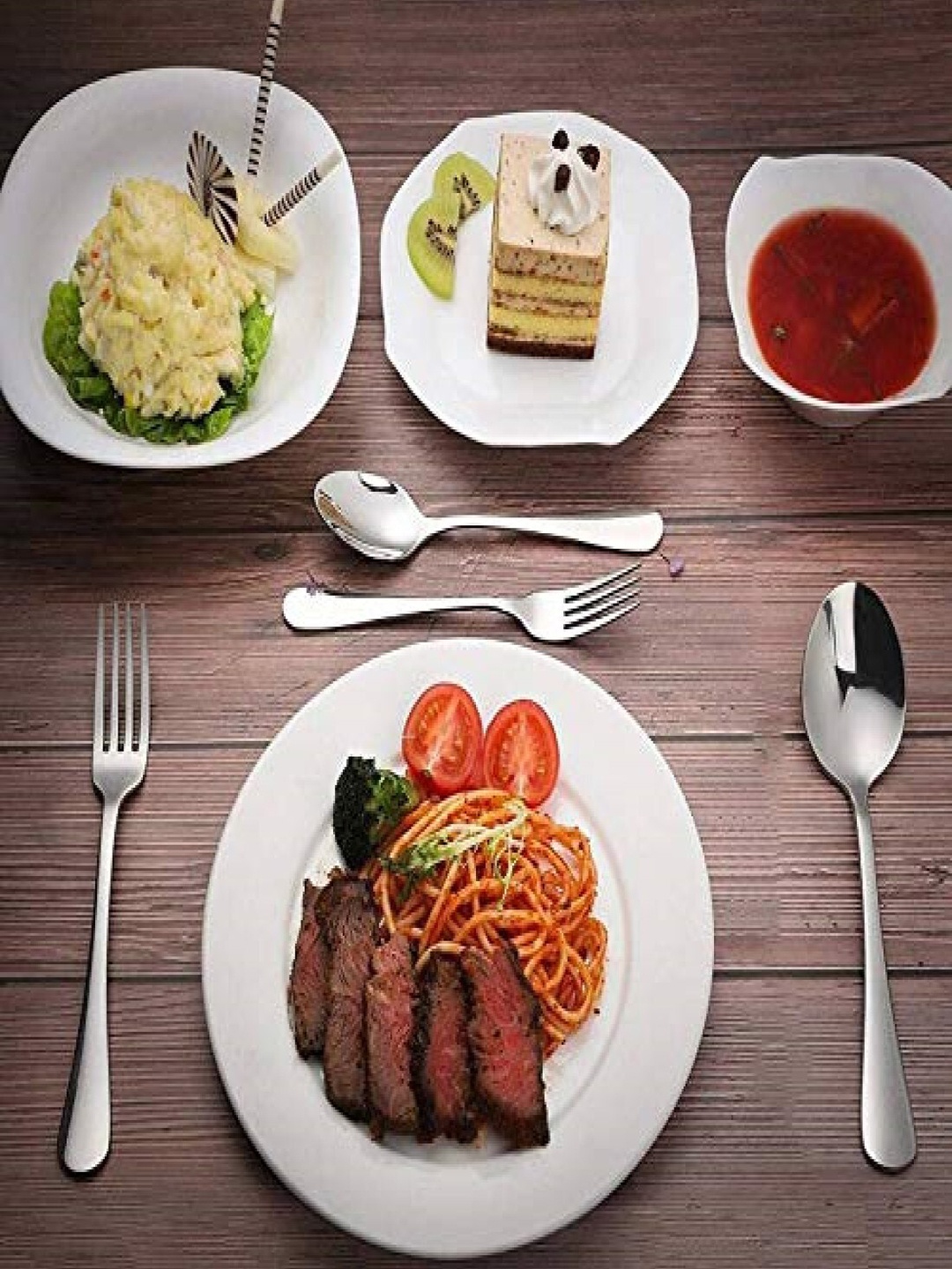 

Classic Essentials SilverToned 24 Pieces Steel Cutlery Set