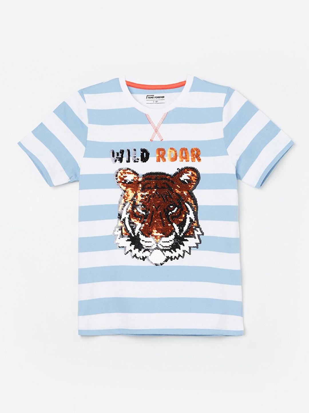 

Fame Forever by Lifestyle Boys Striped V-Neck T-shirt, White