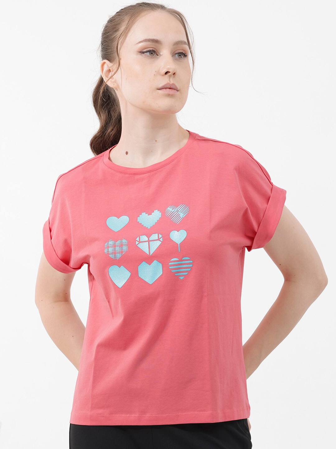

RAREISM Women Printed T-shirt, Peach