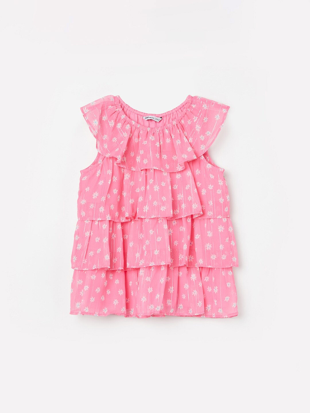 Fame Forever by Lifestyle Floral Printed Tiered Top, Pink