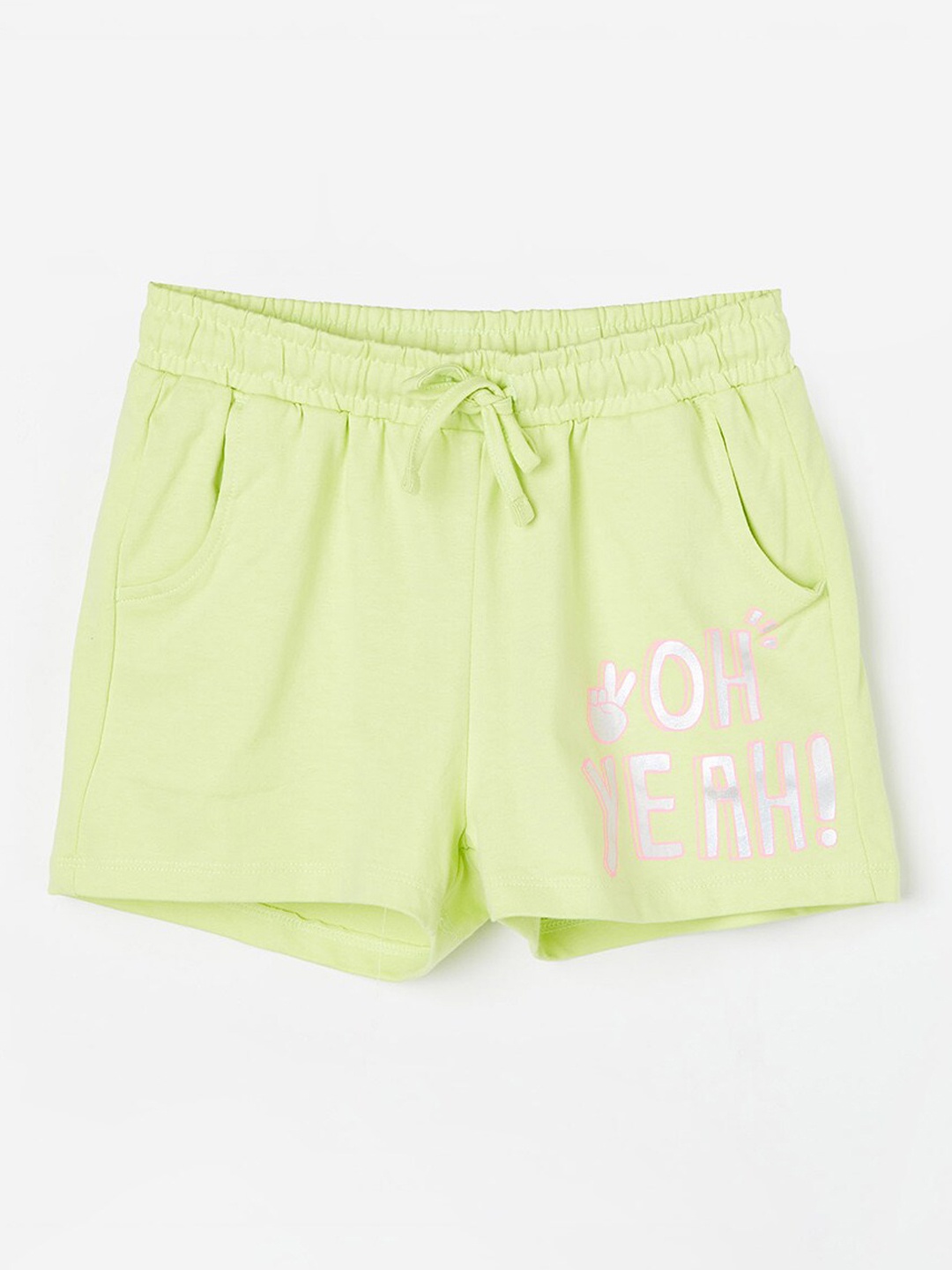 

Fame Forever by Lifestyle Girls Typography Printed Pure Cotton Shorts, Yellow
