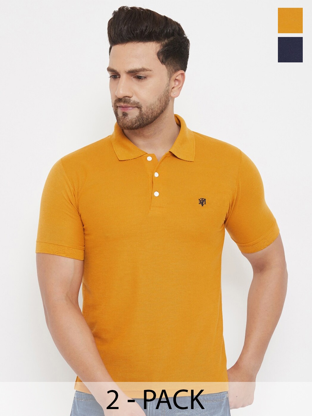 

THE MILLION CLUB Men Pack Of 2 Polo Collar T-shirt, Navy blue
