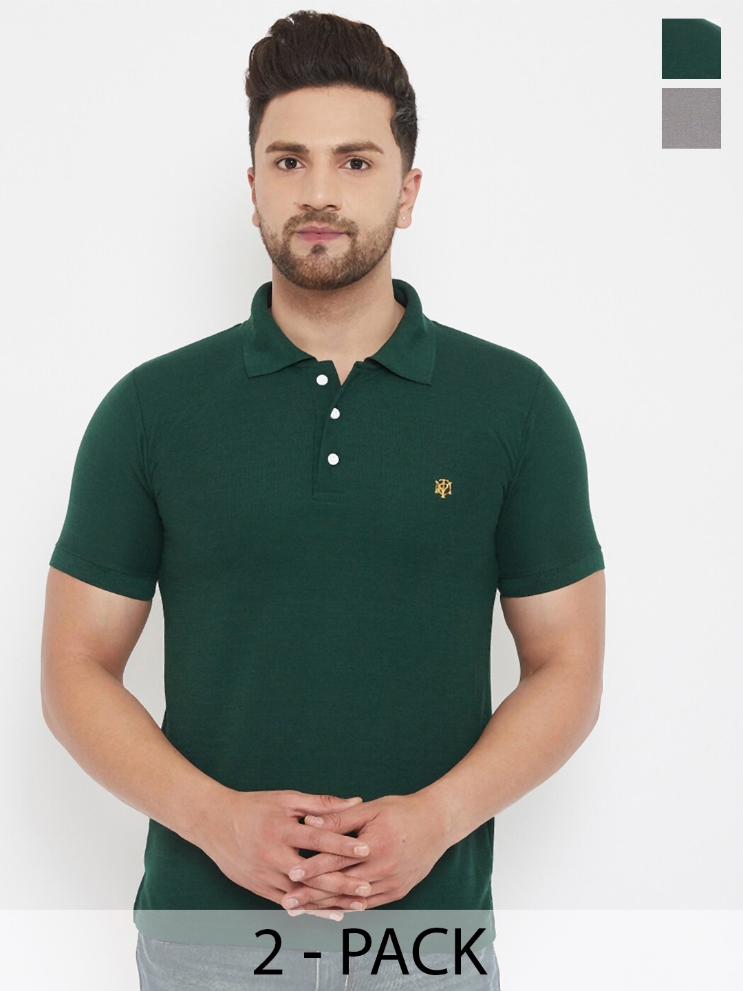 

THE MILLION CLUB Pack Of 2 Polo Collar T-shirt, Green