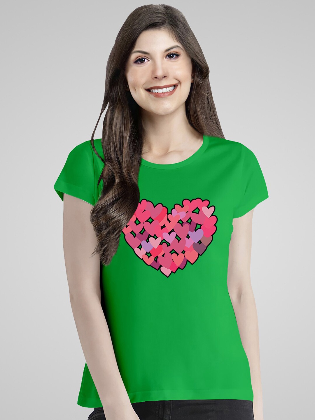 

Pootlu Women Printed Extended Sleeves T-shirt, Green