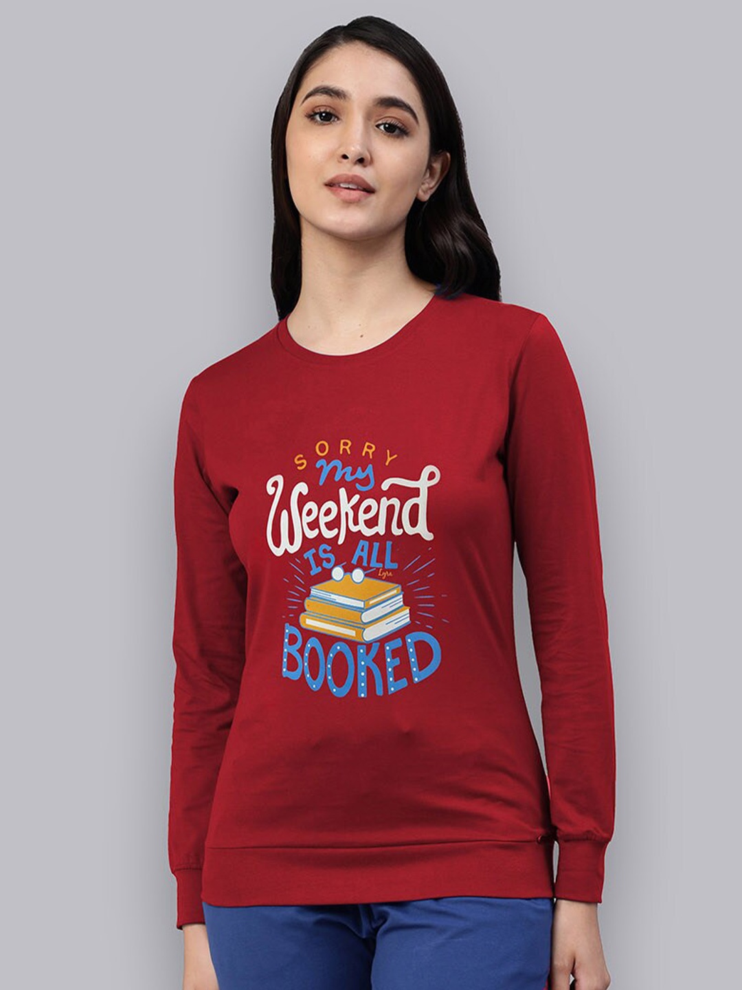

LYRA Women Printed Sweatshirt, Red