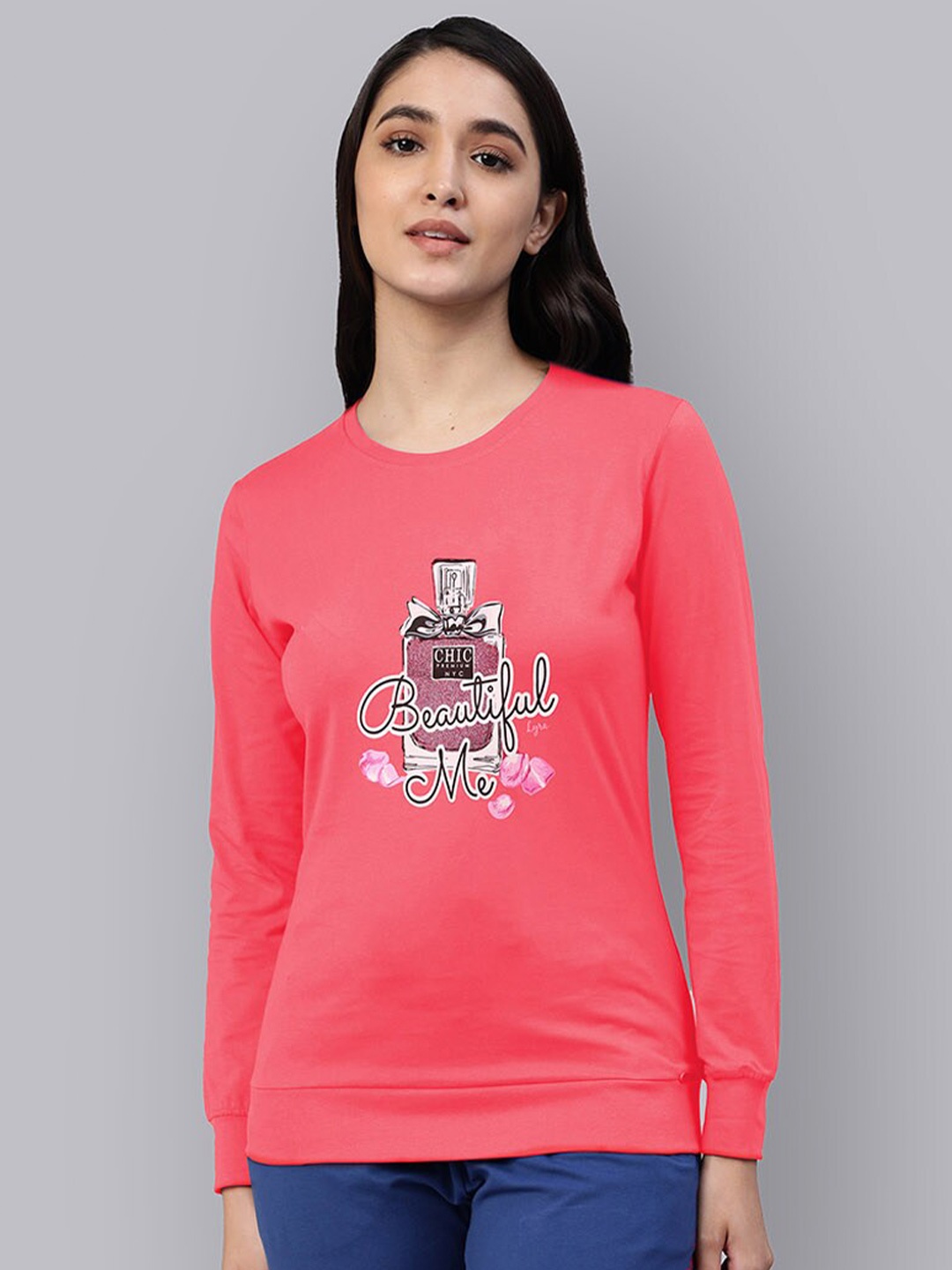 

LYRA Women Printed Sweatshirt, Coral