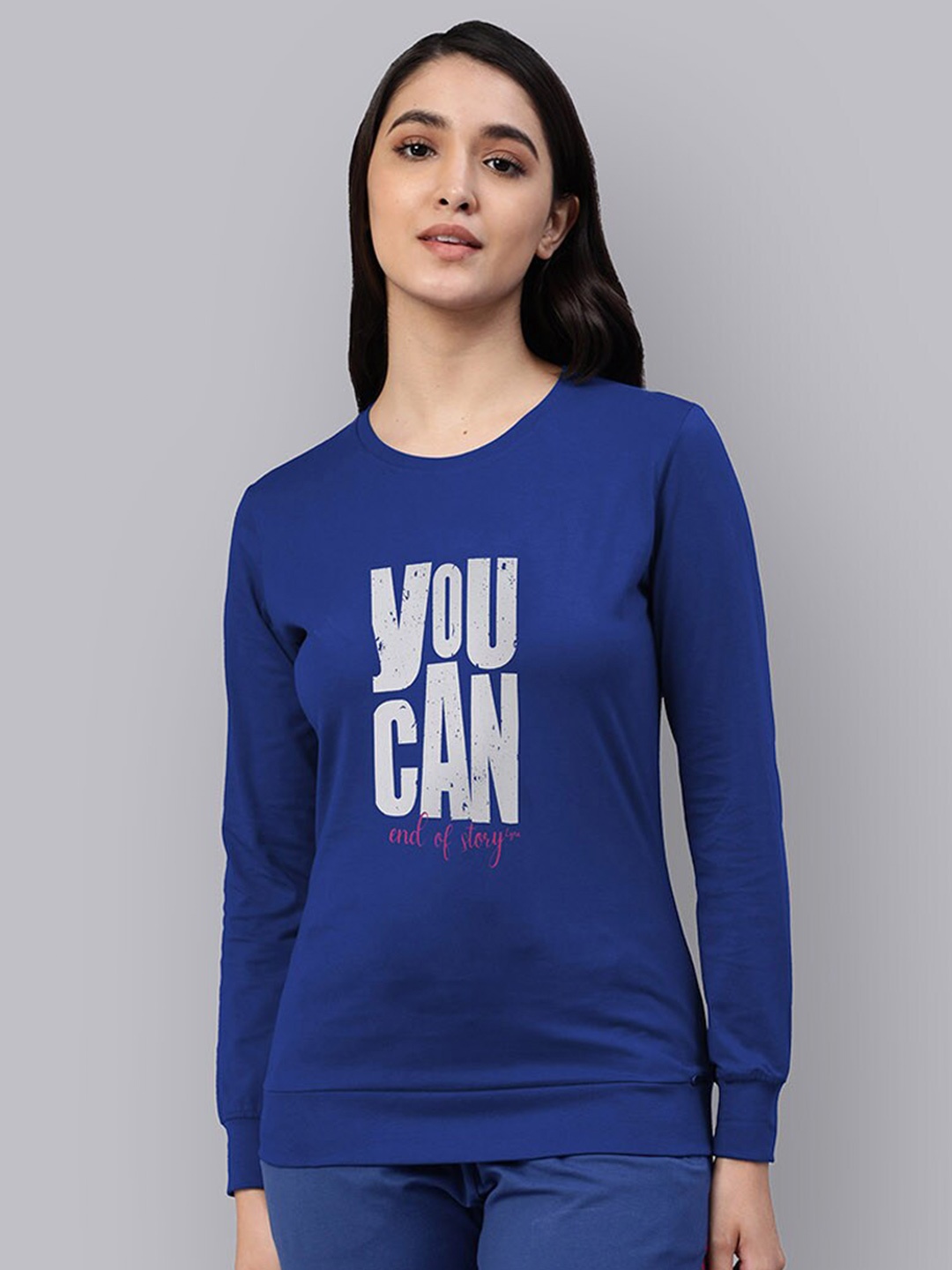 

LYRA Women Printed Sweatshirt, Navy blue