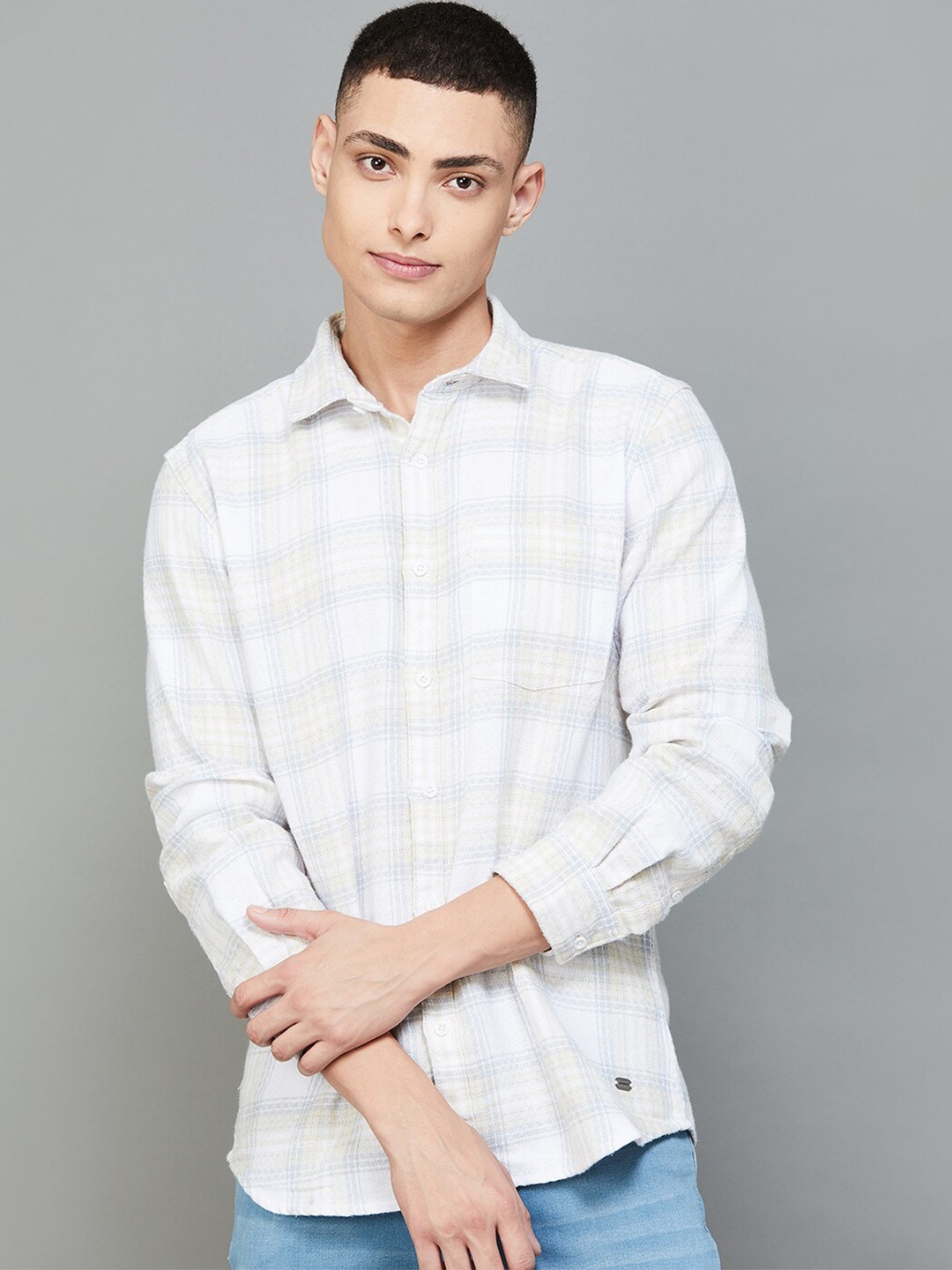 

Fame Forever by Lifestyle Men Tartan Checks Opaque Checked Casual Shirt, White