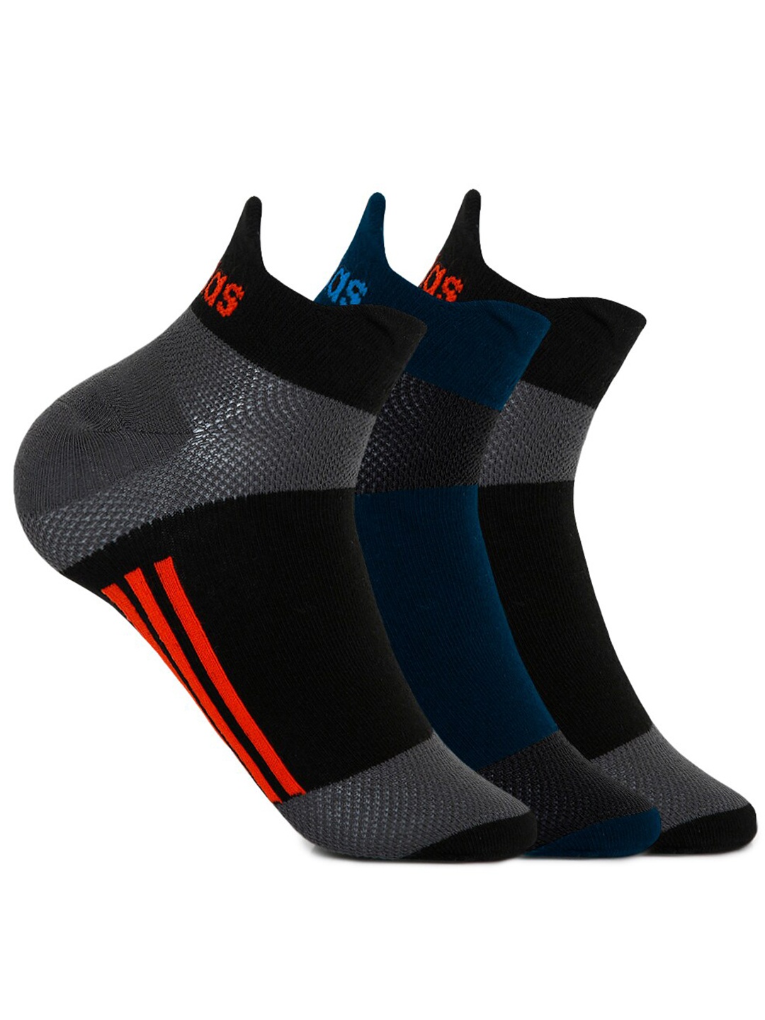 

ADIDAS Men Pack of 3 Assorted Flat Low Cut Socks, Black