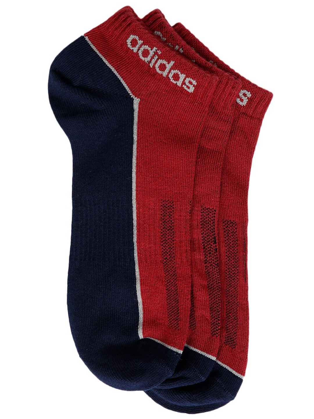 

ADIDAS Men Pack of 3 Assorted Flat Low Cut Socks, Red