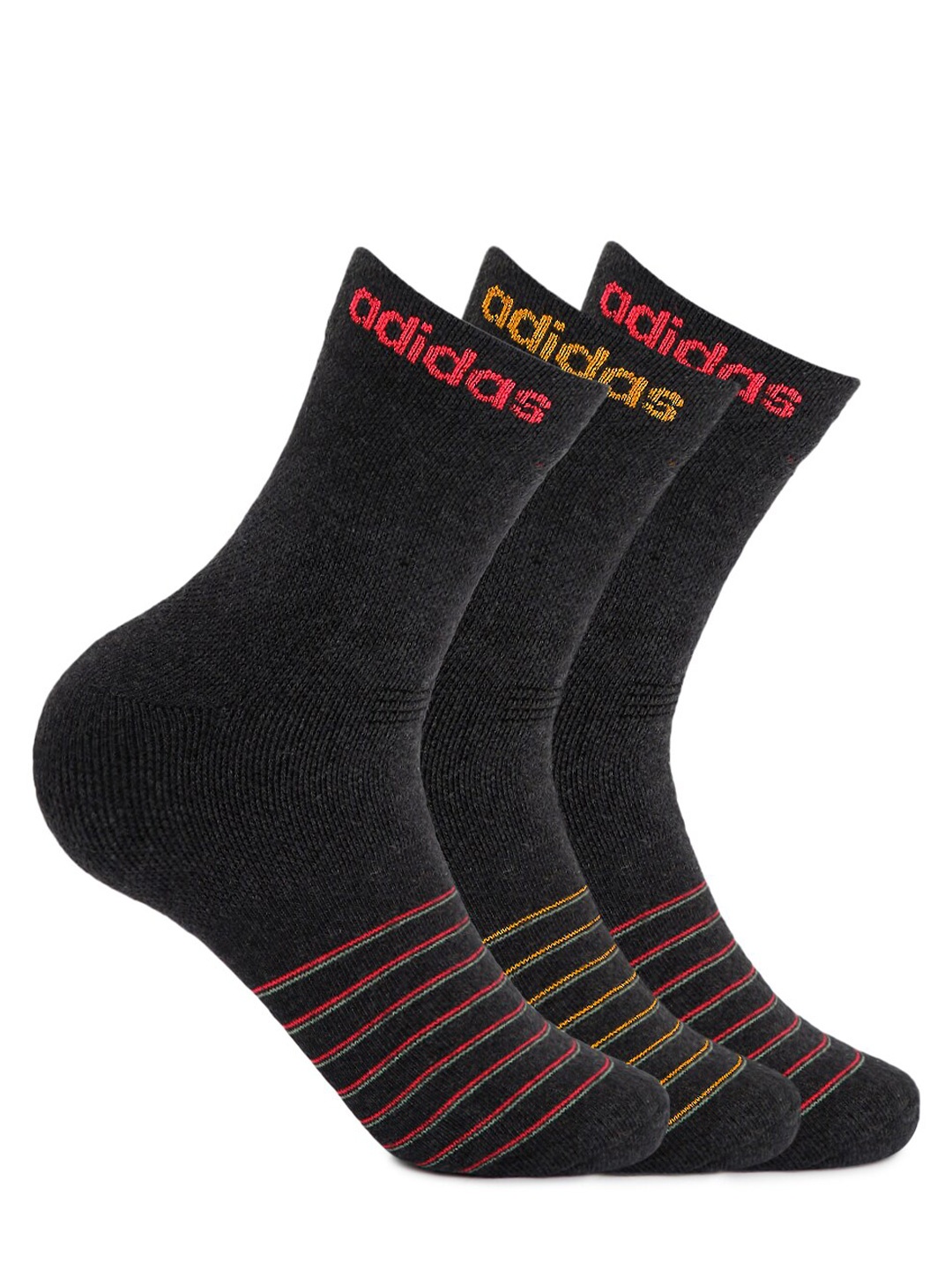 

ADIDAS Men Pack of 3 Assorted Flat Low Cut Socks, Black