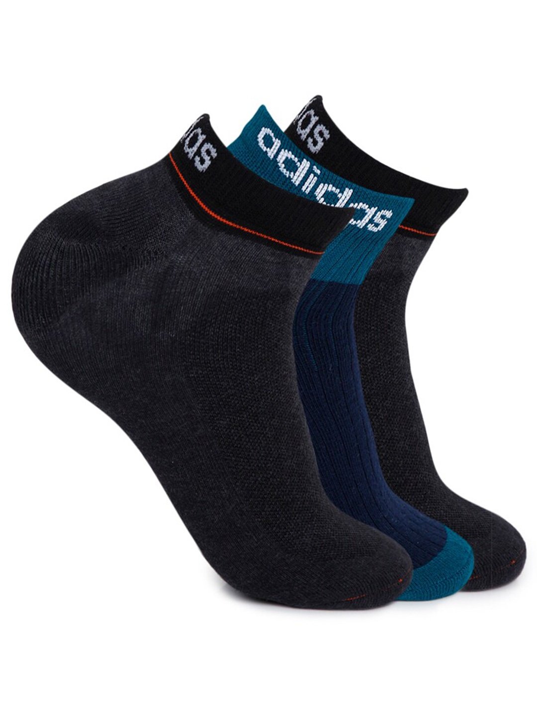 

ADIDAS Men Pack of 3 Assorted Flat Low Cut Socks, Black