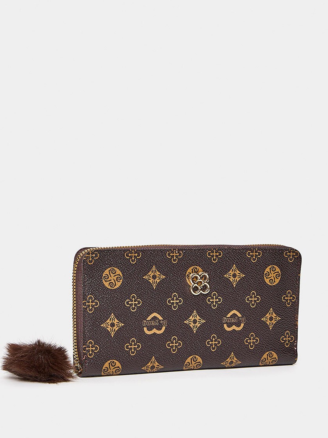 

Styli Women Printed PU Zip Around Wallet, Brown