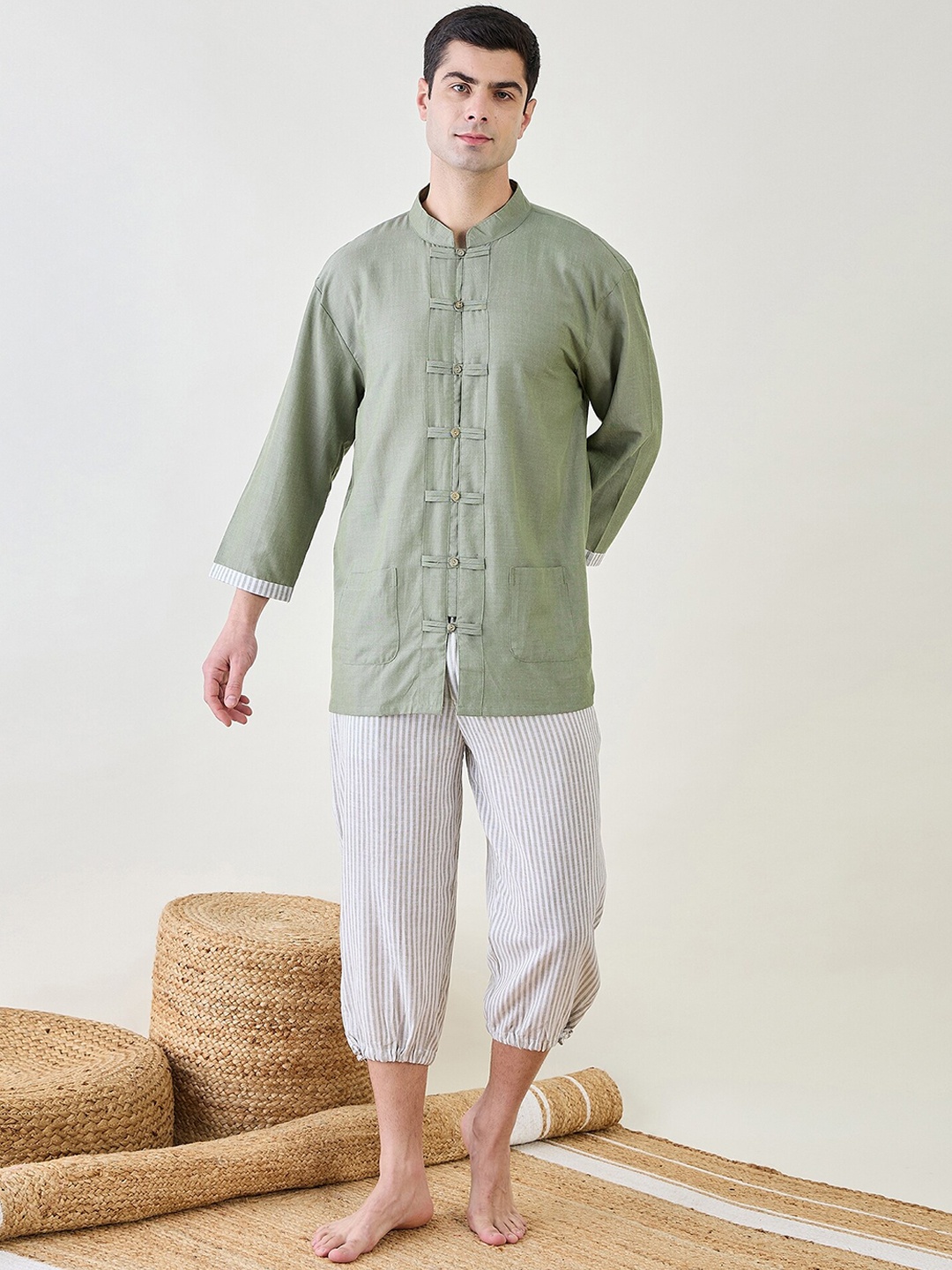 

The Kaftan Company Men Night suit, Green
