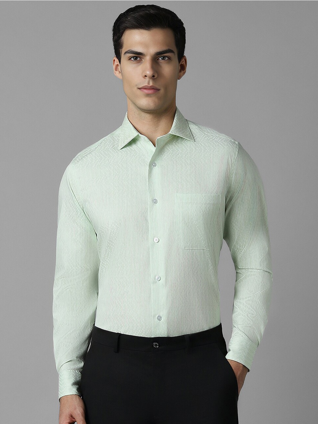 

Louis Philippe Men Opaque Checked Formal Shirt, Green