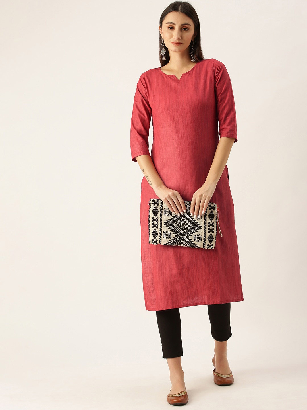 

KALINI Round Neck Kurta, Red