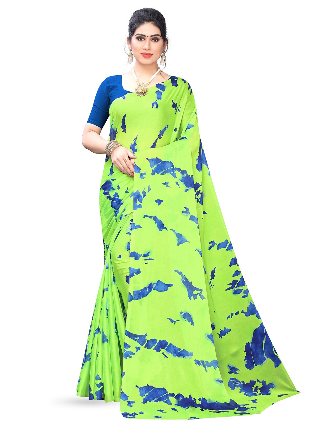 

KALINI Printed Saree With Blouse Piece, Green